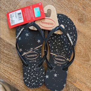 Havaianas Black and White Starry Flip Flops